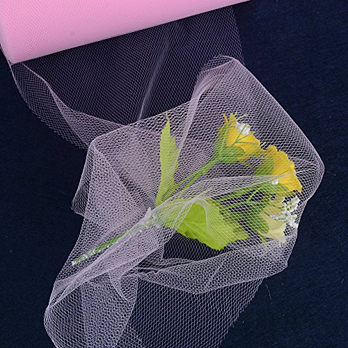 (91m*15cm) 1 Rotolo Bobina di Tulle Rosa Poliestere Decorativo per Decorazione Fai da Te Bomboniere Matrimonio Festa Tavolo Sedia - 5