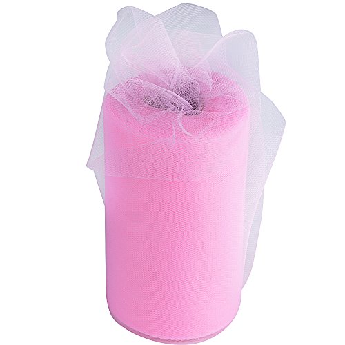 (91m*15cm) 1 Rotolo Bobina di Tulle Rosa Poliestere Decorativo per Decorazione Fai da Te Bomboniere Matrimonio Festa Tavolo Sedia - 7