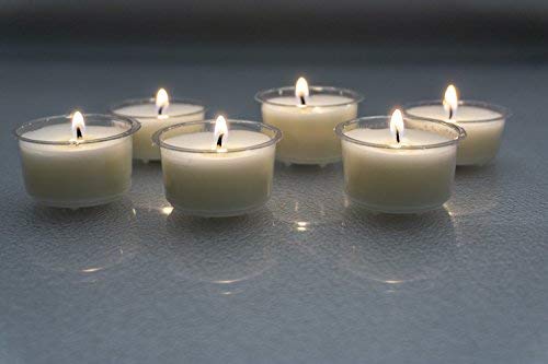 Premium 7 a 8 ore tempo di combustione Coppa trasparente Tea Lights 100% eco-friendly lumini, colore bianco, confezione da 72 candele luci notturne di alta qualità in cera di soia - 7