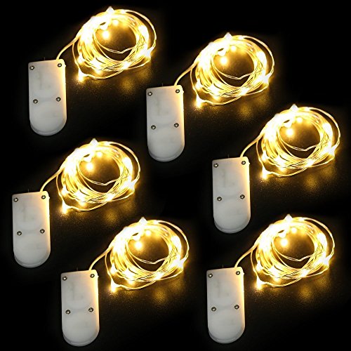 [9 Pezzi]KingTop Luci Led Micro 2M 20 Leds Con Filo Di Argento Impermeabile Luci Led Natale Bianco Caldo Con Batteria Luci Stringa Per Interno e Esterno - 2