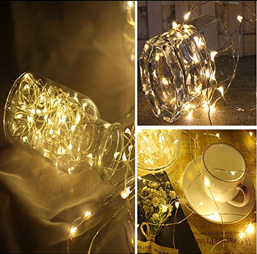 Luci da Fata LED 20 LED Filo String Luci con Batteria a Bottone Luci stellate Festa di Natale Bottiglia da vino Decorazione da tavola Bianco caldo 12 Confezione - 7