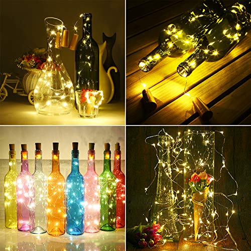 8 x 20 LED Luci Stringa per Bottiglie,PREUP Luci a catena, LED per Bottiglie, Luci a corda romantiche per la decorazione della bottiglia DIY, Festa, Matrimonio, Halloween, Idea regalo / Natale - 3