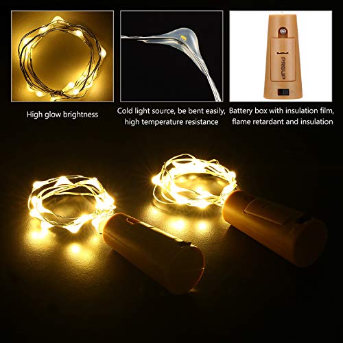 8 x 20 LED Luci Stringa per Bottiglie,PREUP Luci a catena, LED per Bottiglie, Luci a corda romantiche per la decorazione della bottiglia DIY, Festa, Matrimonio, Halloween, Idea regalo / Natale - 5