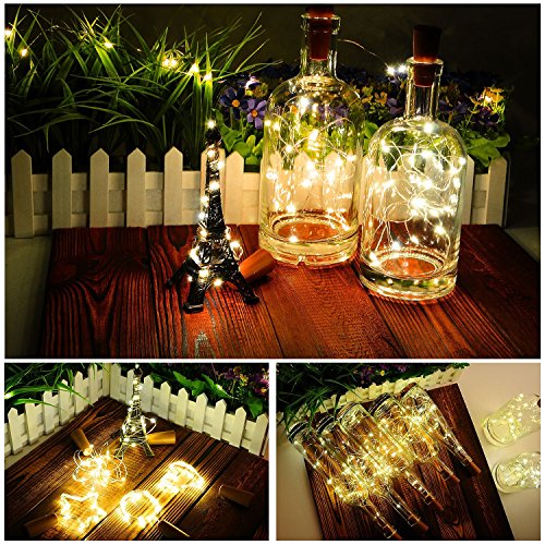 LED bottiglia luci con sughero 2M con 20 LED filo di rame luci stringa per bottiglia di arredamento fai da te, barbecue all'aperto, raccolta, festa, matrimonio, vacanza (bianco caldo) - 5