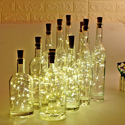 LED bottiglia luci con sughero 2M con 20 LED filo di rame luci stringa per bottiglia di arredamento fai da te, barbecue all'aperto, raccolta, festa, matrimonio, vacanza (bianco caldo) - 6