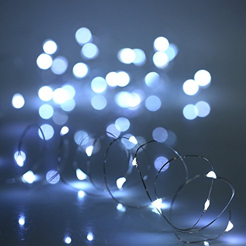 6 Pezzi Catena di luci a LED 2m 20leds impermeabile fili Bianco per Esterno/Parti/Nozze/Natale decorativo, a batteria (inclusa) - 3