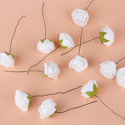 JNCH 144 pz 2,5cm Teste di Rose Fiori Artificiali Schiuma Finte Piccole per Decorazioni Matrimonio Festa (Bianco) - 6