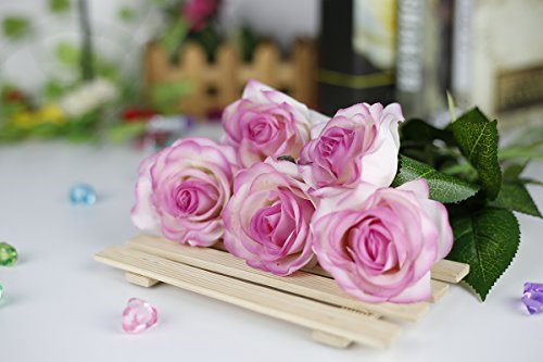 TININNA 5 Pezzi Rose Artificiali Rose mazzi per la Festa Decorazioni domestiche o Wedding Bianco Viola - 5