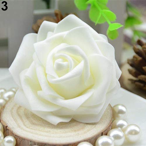 Amesii Fiori artificiali, per matrimoni, spose, bouquet, feste, decorazioni, 50 pezzi Ivory - 3