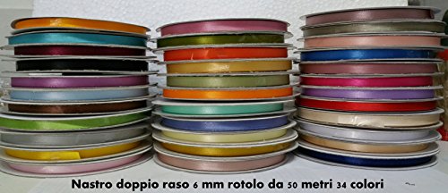 NASTRO DOPPIO RASO 6 MM ROTOLO DA 50 METRI ROBBON SATIN 34 COLORI DISPONIBILI (AVORIO) - 2