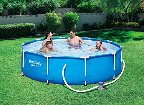 Bestway Bordi Rotonda 4678L Blu Fuori Terra Best Way Piscina Steel PRO Max Cm 305X76, cap 4.678 Lt, Pompa Filtro 58381 1,24 789, 4678 Litri, 305 x 76 cm - 2