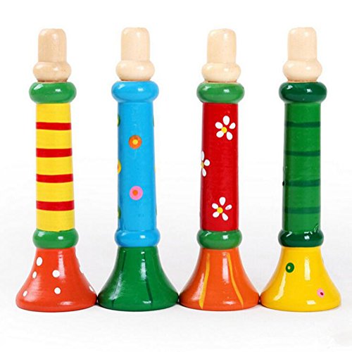 Outflower 1Pcs Enfants Sifflet Trompette en Bois Instruments de Musique Jouets pour Convient pour 12 Mois ou plus Bébé Musique de Puzzle de l'éducation Précoce Couleur aléatoire - 2