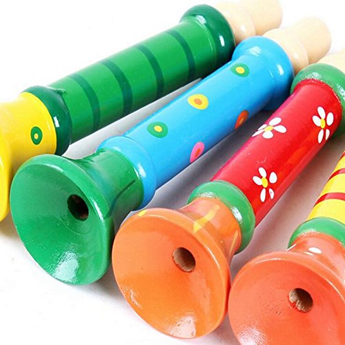 Outflower 1Pcs Enfants Sifflet Trompette en Bois Instruments de Musique Jouets pour Convient pour 12 Mois ou plus Bébé Musique de Puzzle de l'éducation Précoce Couleur aléatoire - 4