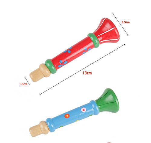 Outflower 1Pcs Enfants Sifflet Trompette en Bois Instruments de Musique Jouets pour Convient pour 12 Mois ou plus Bébé Musique de Puzzle de l'éducation Précoce Couleur aléatoire - 5