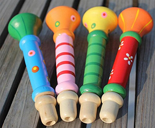 Outflower 1Pcs Enfants Sifflet Trompette en Bois Instruments de Musique Jouets pour Convient pour 12 Mois ou plus Bébé Musique de Puzzle de l'éducation Précoce Couleur aléatoire - 8