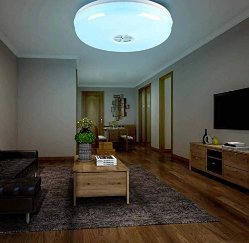 YWY Plafoniera a LED con Altoparlante Bluetooth, Ø40CM Wireless WiFi Smart Ceiling Lamp, 95V-265V, Stand by Alexa Echo & Google Smartphone App dimmerabile, 24W - 7