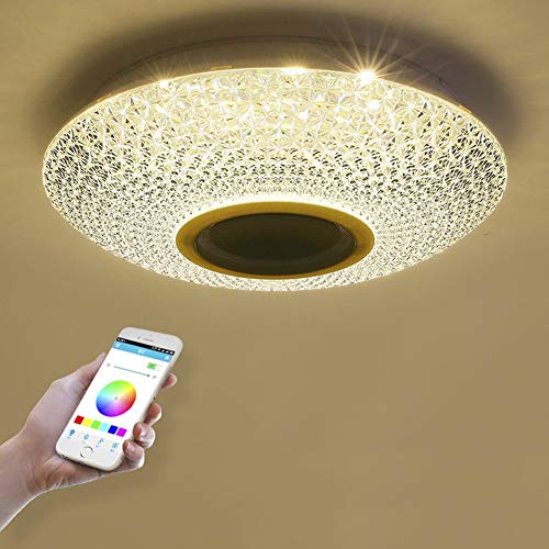 Luce del soffitto LED Intelligente Audio Mobile App Controllo Bluetooth Musica luci Colorate per Soggiorno Illuminazione Camera da Letto,White,40cm30w - 5