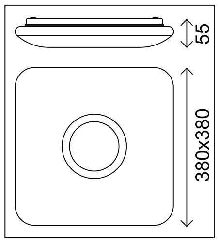 Trango TG3099 - Plafoniera a LED quadrata, 24 Watt, 2000 lumen, con altoparlante Bluetooth e illuminazione per ambienti RGB integrata, a intensità variabile - 4