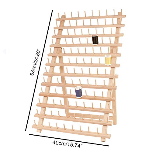 Curtzy Supporto 120 Bobine Filati, Cremagliera di Legno Ripiegabile, Organizer Archiviazione Coni Cucito per Macchina per Ricamo e Quilting - 3