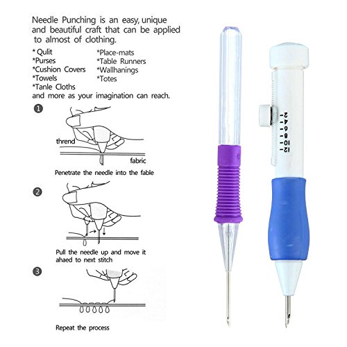 Magic ricamo penna punch Needle, ricamo set penna ricamo Stitching punch set Craft strumento per ricamo Threaders fai da te cucito, plastica, C, Standard - 3