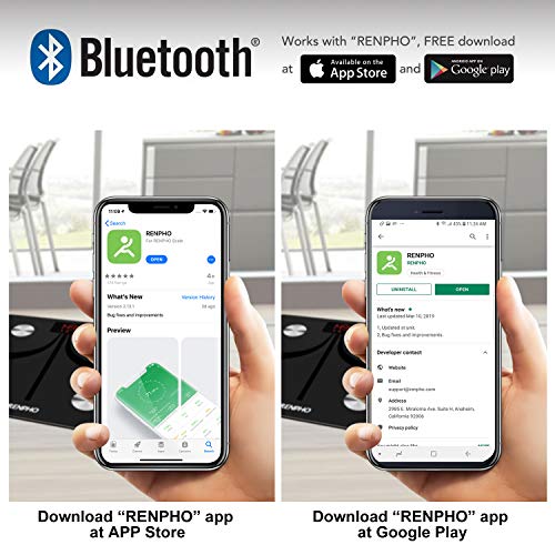 RENPHO Smart Scale Bilancia Smart Bluetooth Digitale con App IOS & Android, USB Ricaricabile Controllo Wireless della composizione corporea con indicazione di, Peso corporeo,% Grasso Corporeo, BMI - 4