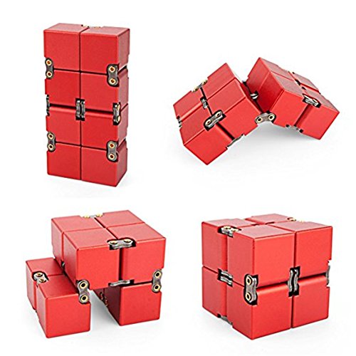 KENROLL Infinity Fidget Magic Cube Sensory Toy Alluminio Puzzle Box Design Anti Stress e sollievo di ansia Promuove la messa a fuoco, la chiarezza (Rosso) - 6