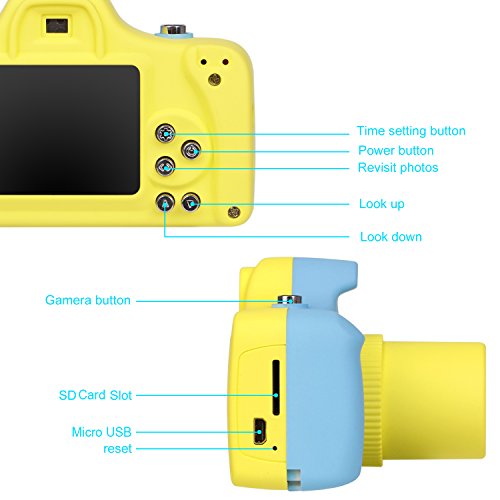 Samoleus Macchina Fotografica per Bambini, Mini Fotocamera Digitale Portatile, Digital Camera Kids Videocamera HD 1080P / 5MP / LCD da 1.5 Pollici / con Scheda SD da 8 GB (Blu) - 4