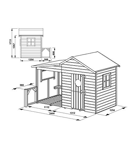 Generico Casetta in legno da giardino (ELA – 240 x 125 x 173H) - 3