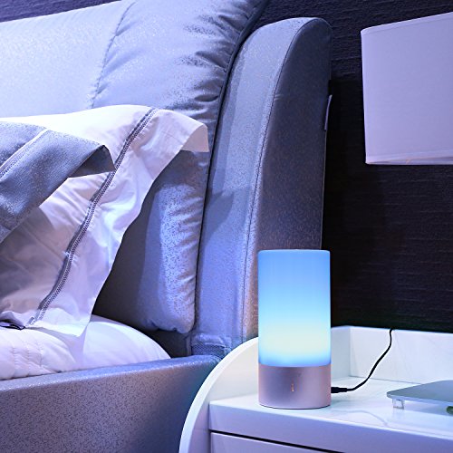 AUKEY Lampada Notturna LED, 3 Luminosità di Luce Calda+ Luce Muliticolore Regolabile RGB Lampada da Comodino con Panello di Controllo Tattile a 360 Gradi per Casa o Ufficio - 9