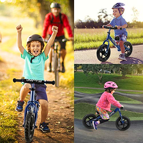 KidoMe 12” Bicicletta da Equilibrio Blu Prima Bici Senza Pedale Regalo per Bambini Acciaio al Carbonio Pneumatici Senza necessità di gonfiarsi Sella e Manubrio Regolabile 2, 3, 4 ,5 e 6 Anni - 7