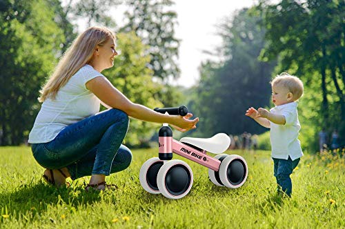 YGJT Bicicletta Equilibrio Bambino Bicicletta Baby Walkers Giocattoli per Ragazzi e Ragazze Interno All’aperto per 1-2 Anni(10-24 Mesi) Mesi Camminatore per Bambini Senza Pedali (Nero) - 7