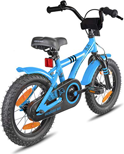 Prometheus Bicicletta per Bambini e Bambine da 4 Anni nei Colori Blu e Nero da 14 Pollici con rotelle e contropedale – BMX da 14″ Modello 2019 - 7