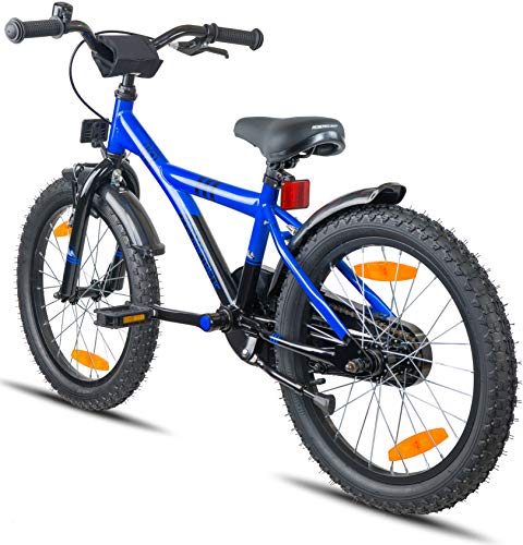 Prometheus Bicicletta per bambini e bambine dai 6 anni nei colori blu e nero da 18 pollici con freno a V in alluminio e contropedale – BMX da 18″ modello 2019 - 6