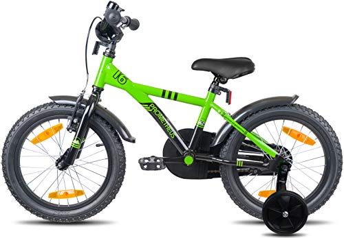 Prometheus Bicicletta per Bambini e Bambine da 5 Anni nei Colori Verde e Nero da 16 Pollici con rotelle e contropedale – BMX da 16″ Modello 2019 - 4