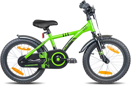 Prometheus Bicicletta per Bambini e Bambine da 5 Anni nei Colori Verde e Nero da 16 Pollici con rotelle e contropedale – BMX da 16″ Modello 2019 - 5