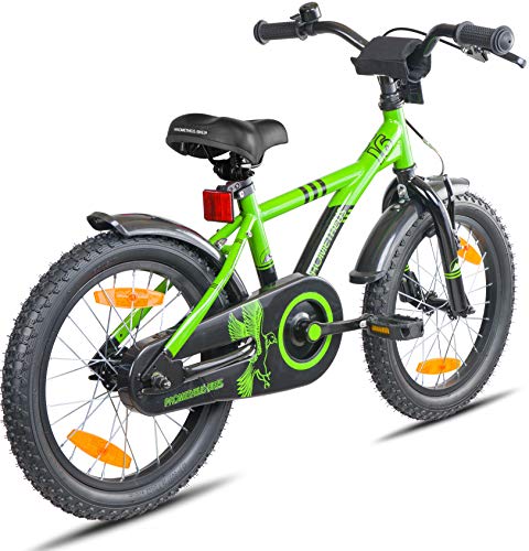 Prometheus Bicicletta per Bambini e Bambine da 5 Anni nei Colori Verde e Nero da 16 Pollici con rotelle e contropedale – BMX da 16″ Modello 2019 - 7