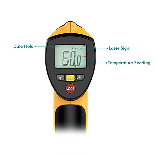 Dr.meter IR-20 Termometro Pistola Digitale ad Infrarossi per Esterni/interni con Fondina, Range da -50 a 550¡ãC; funzione trattenimento massimo/minimo, batteria inclusa, 12 mesi di garanzia - 4