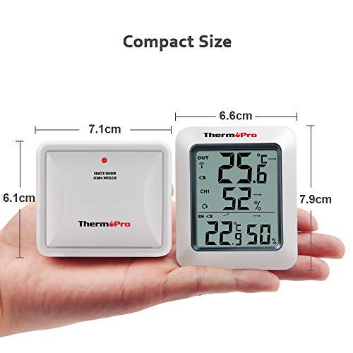 ThermoPro TP60S Wireless Termometro Igrometro Interno Esterno, Termoigrometro digitale con Sensore Remoto, per Casa Misura di Umidità e Temperatura - 6