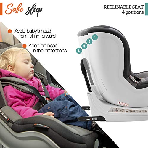 ⭐Seggiolino Auto Girevole 0-18kg, 360°, Isofix, Gruppo 0+/1, Norma ECE R44/4 (Massima Sicurezza per Bambino) – Seggiolini Auto 0+ 1, Inclinabile, Rotante con Rialzo – Seggiolino Auto Neonato e Bimbo - 6