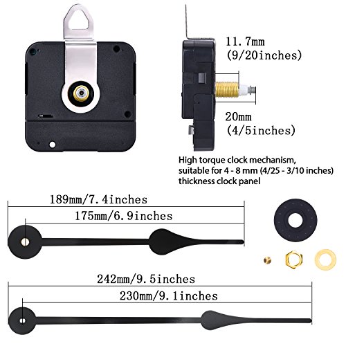 Hicarer Alta Coppia Orologio Meccanismo di Movimento con 230 mm/ 9.1 Pollici Lunga Lancetta - 3