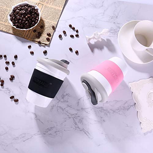 Faireach Tazza da caffè da Viaggio 340ml/12oz, Coffee To Go Cup Riutilizzabile con Coperchio da Asporto, Eco Tazze Mug Senza BPA, per Lavastoviglie e Microonde, Rosa - 8