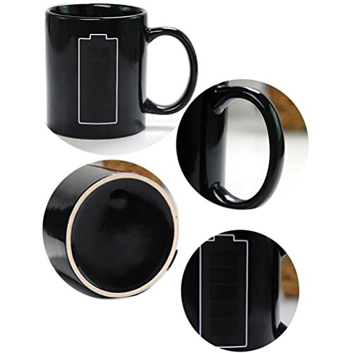 BESTONZON Tazza cambiante di colore Tazza di tè di ceramica sensibile al calore magica della tazza di caffè – regalo perfetto della novità per gli amanti di Wanderlust e gli avventurieri (batteria) - 3